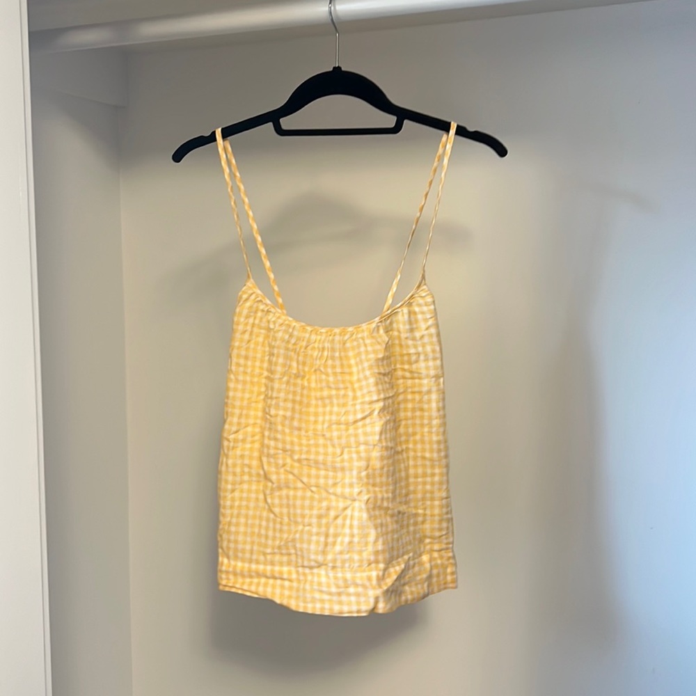 Madewell M Yellow/ White Gingham tank top